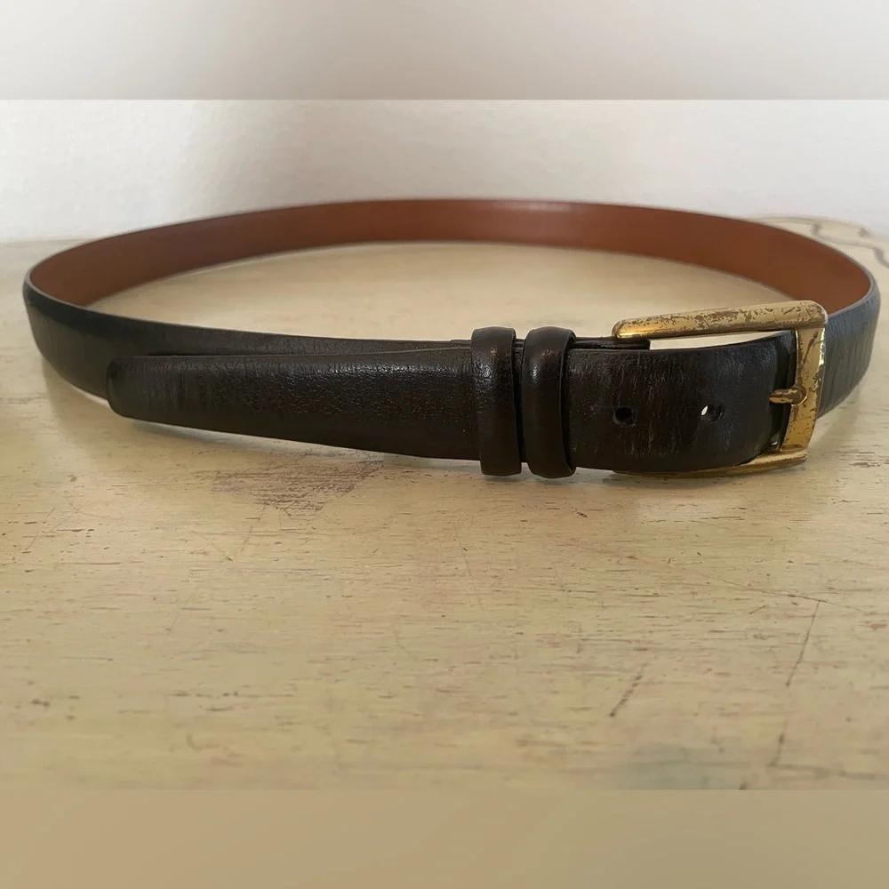 TRAFALGAR Made‎ in USA Glazed Capra Classic Leather Belt in Black Size 42 $105